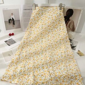 Yellow floral long skirt